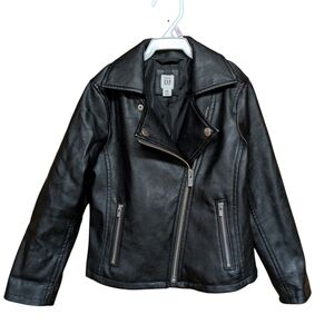 GAP Black Faux Leather Moto Jacket Size 5